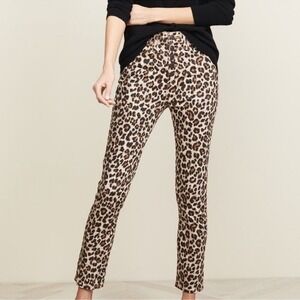 Veronica Beard Jeans Leopard Print‎ High Rise Button Fly Skinny Pants Size 26